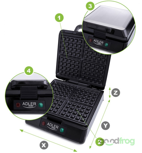 Gofrownica Adler (AD 3036) / Opiekacz / 1500 W Gofrownica Adler (AD 3036) / Opiekacz / 1500 W