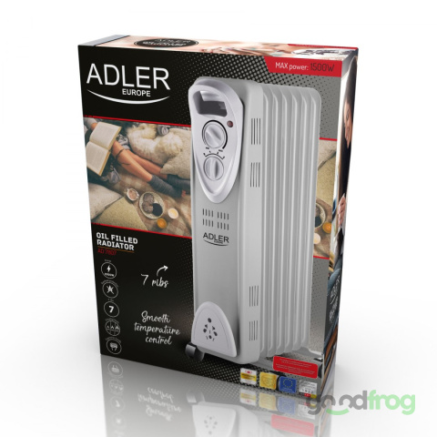 Grzejnik Olejowy Adler (AD 7807) / 7 żeberek / 1500W Grzejnik Olejowy Adler (AD 7807) / 7 żeberek / 1500W