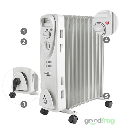 Grzejnik Olejowy Adler (AD 7809) / 11 żeberek / 2500W Grzejnik Olejowy Adler (AD 7809) / 11 żeberek / 2500W