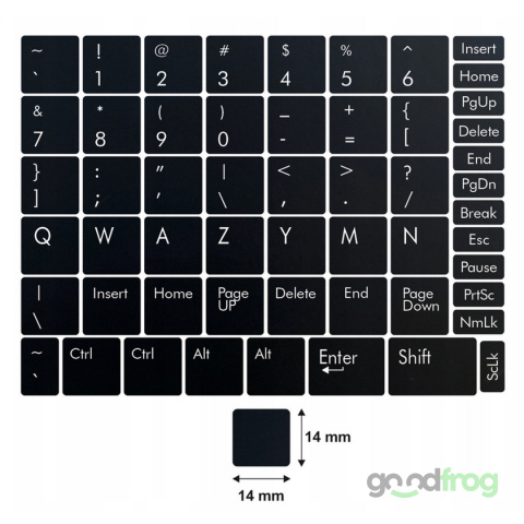 Naklejki spolszczające na klawiaturę / CZARNE / 14mm x 14mm