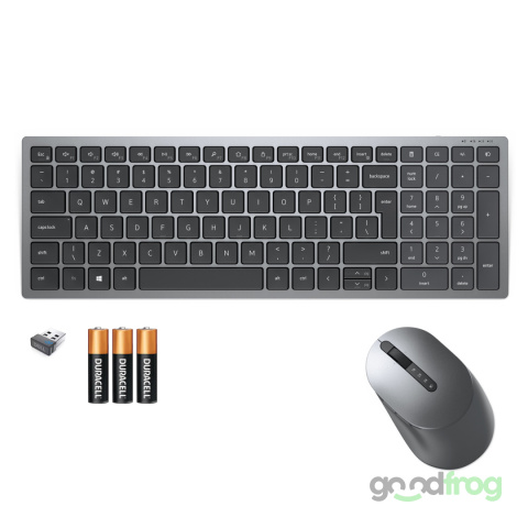 Dell Bezprzewodowy zestaw (KM7120W) / Klawiatura + Mysz / Srebrna / NAKLEJKI PL (Spolszczona)