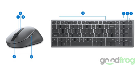 Dell Bezprzewodowy zestaw (KM7120W) / Klawiatura + Mysz / Srebrna / NAKLEJKI PL (Spolszczona)